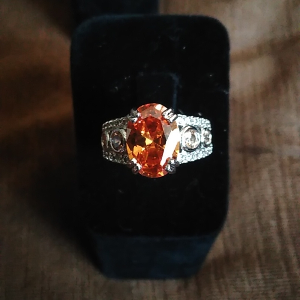 Dark Peach & Light  Peach CZ Ring 7